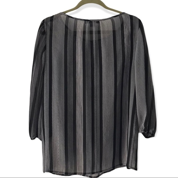 Liz Claiborne Sheer Long Sleeve Boho Blouse Top - Picture 2 of 11